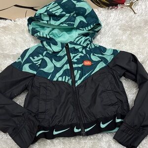 Nike Kids' Teal and Black Raincoat